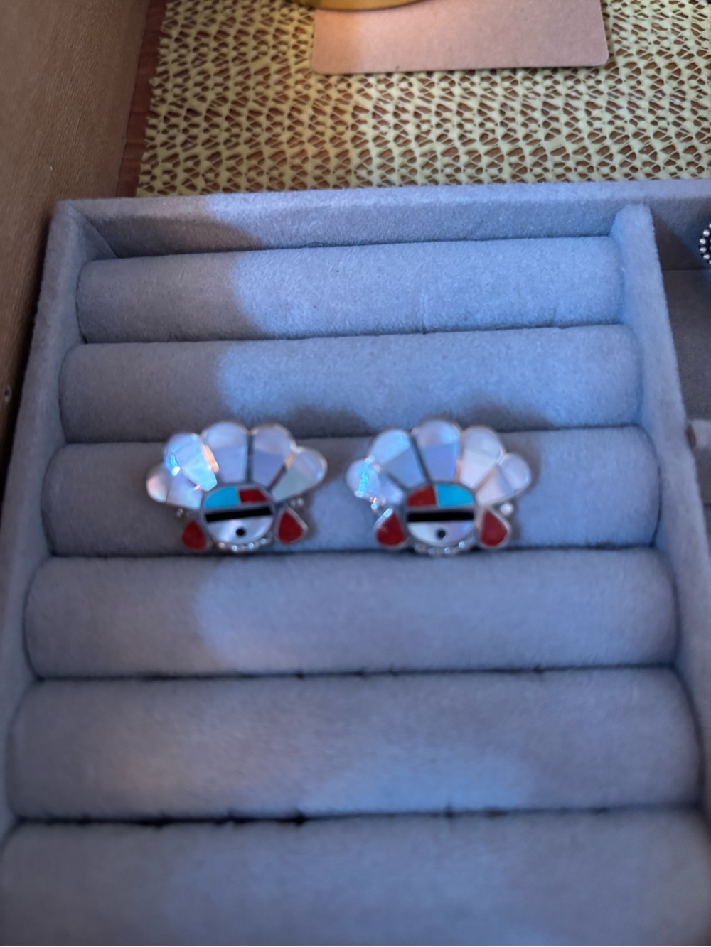Navajo Feather Headdress Stud Earrings